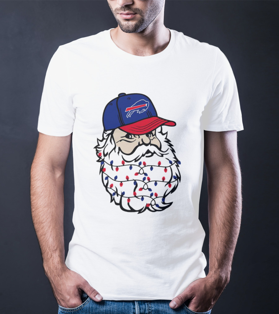 Santa Buffalo Bills Christmas Lights Beard Football T-Shirt