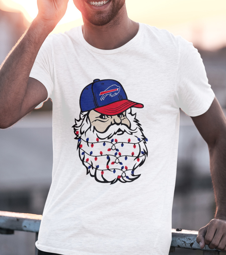 Santa Buffalo Bills Christmas Lights Beard Football T-Shirt