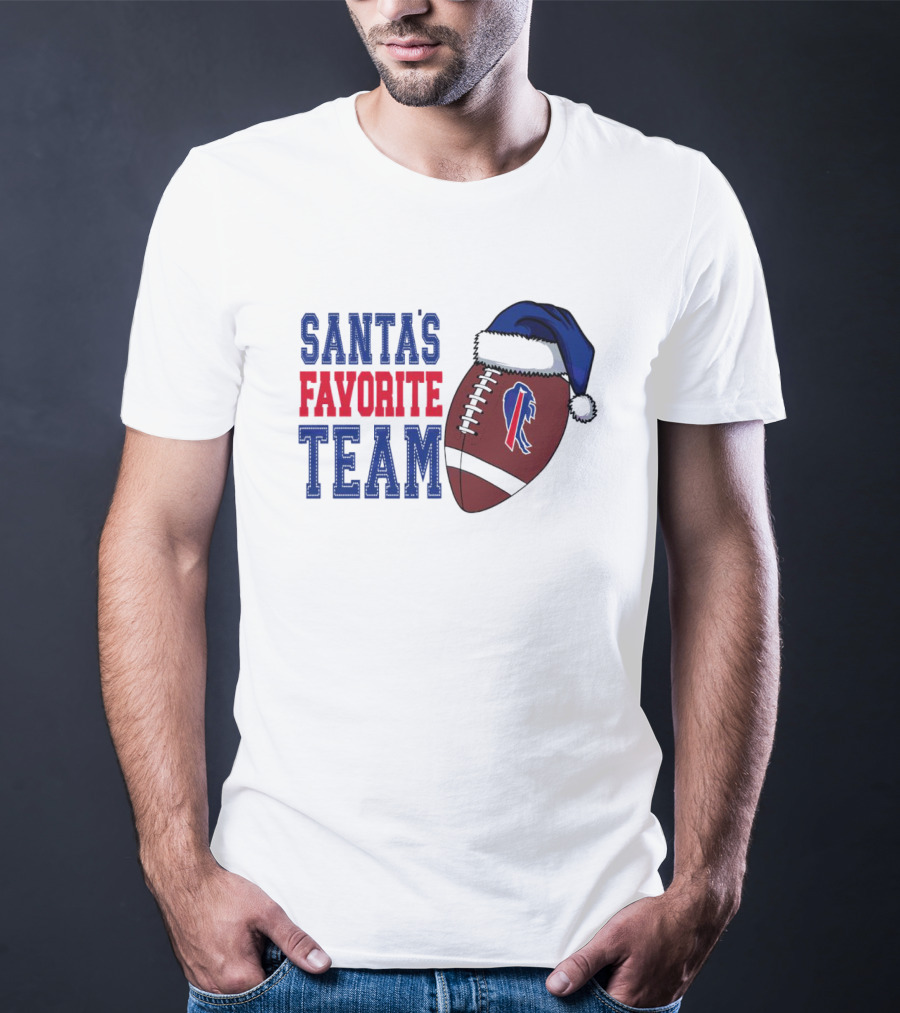 Santa's Favorite Team Buffalo Bills Christmas Football Holiday T-Shirt