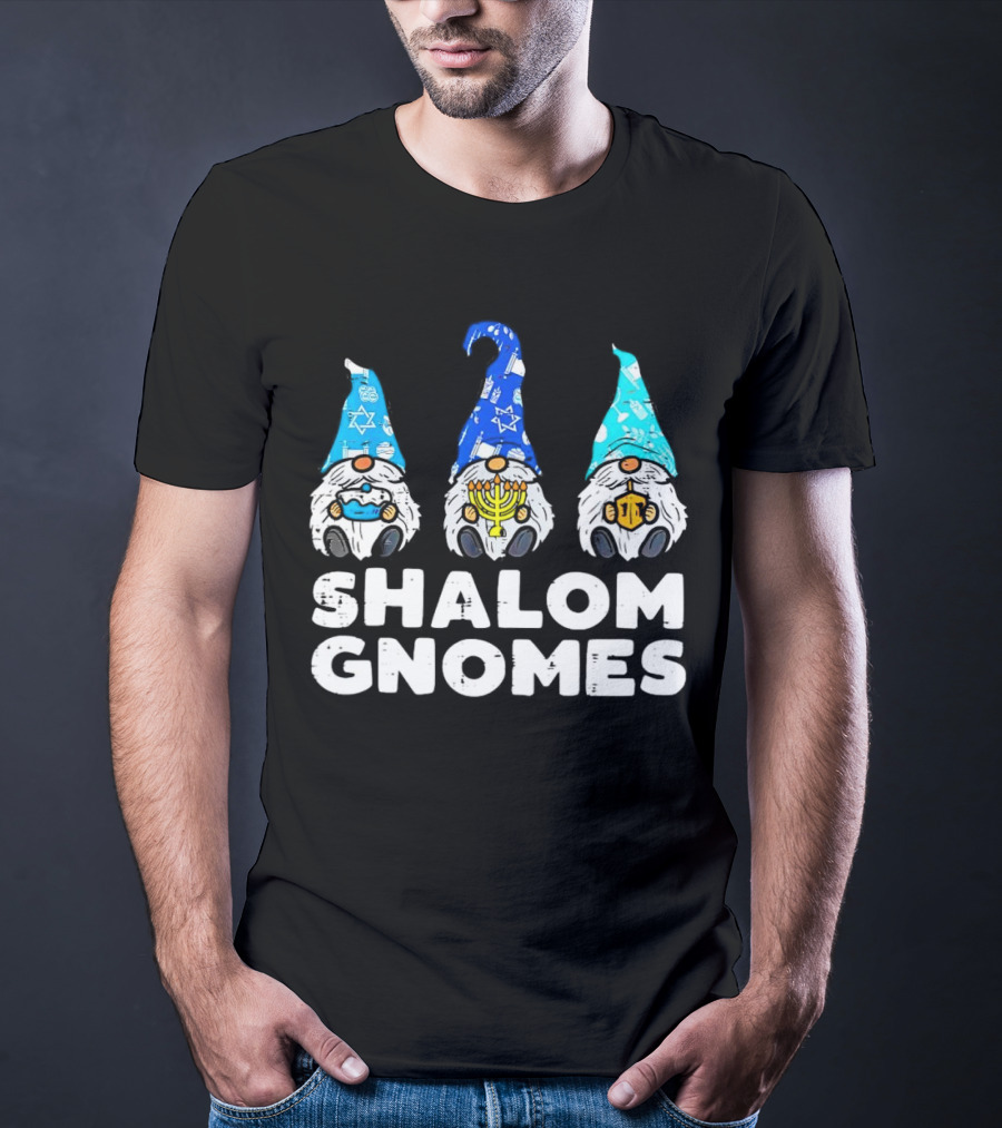 Shalom Gnomes Hanukkah Menorah Star Of David T-Shirt
