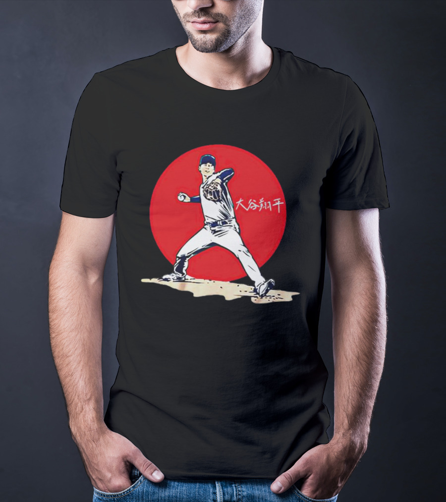 Shohei Ohtani Japanese Baseball Pitcher Icon Red Circle Kanji T-Shirt