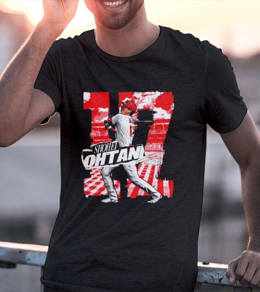 Shohei Ohtani Los Angeles Baseball 17 Cartoon Signature T-Shirt