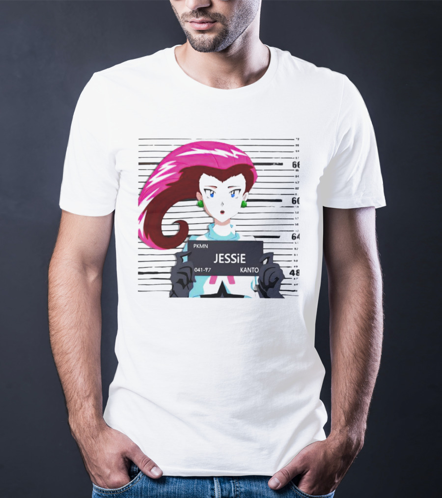 Jessie Mugshot Team Rocket Pokemon Anime T-Shirt