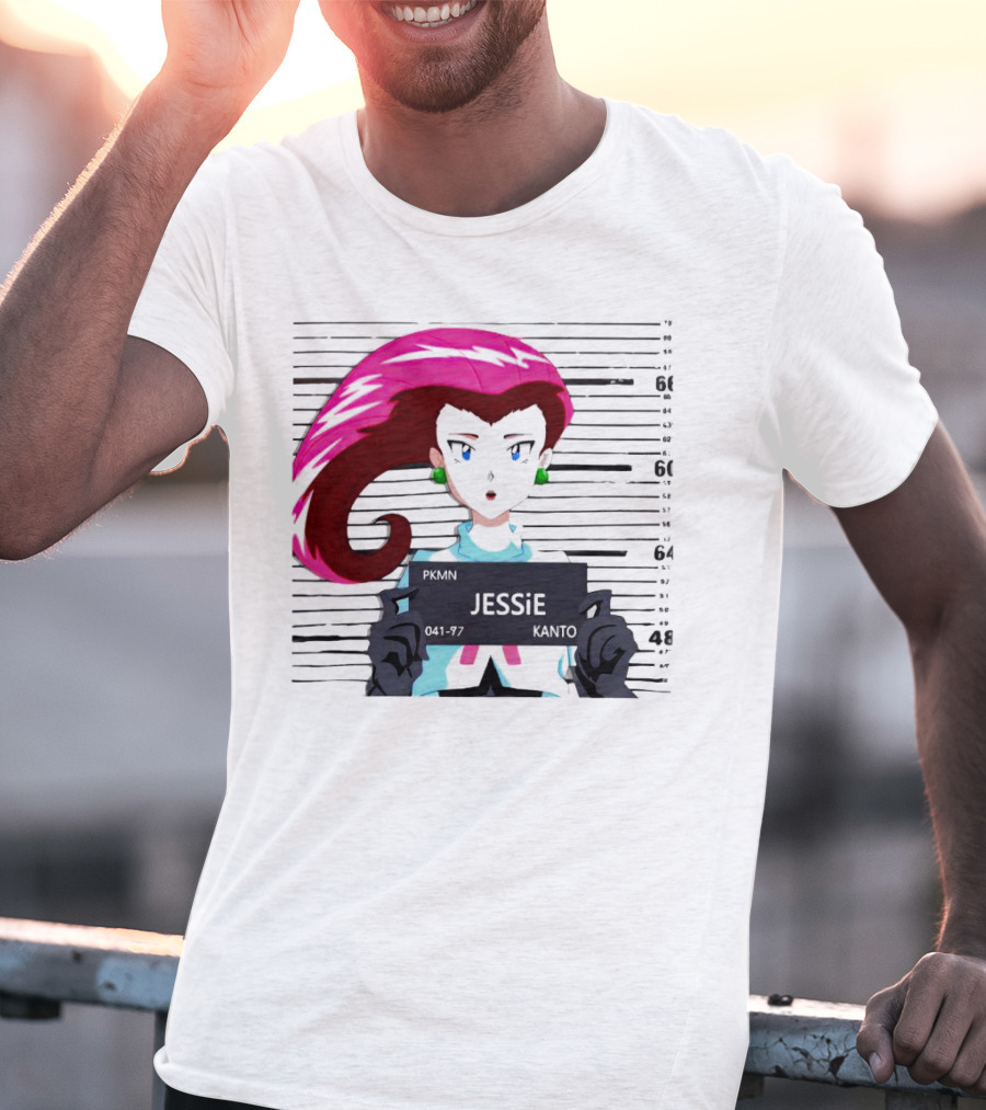 Jessie Mugshot Team Rocket Pokemon Anime T-Shirt