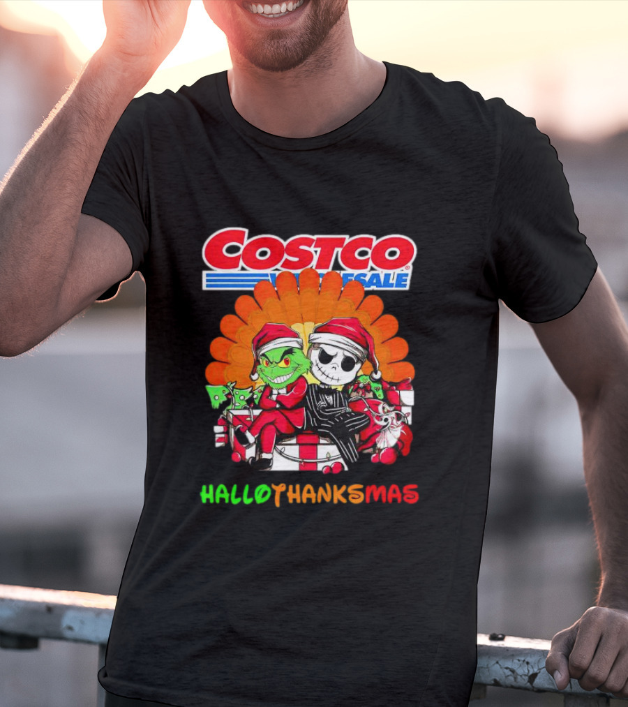 Costco Wholesale Grinch And Jack Skellington HalloThanksMas T-Shirt