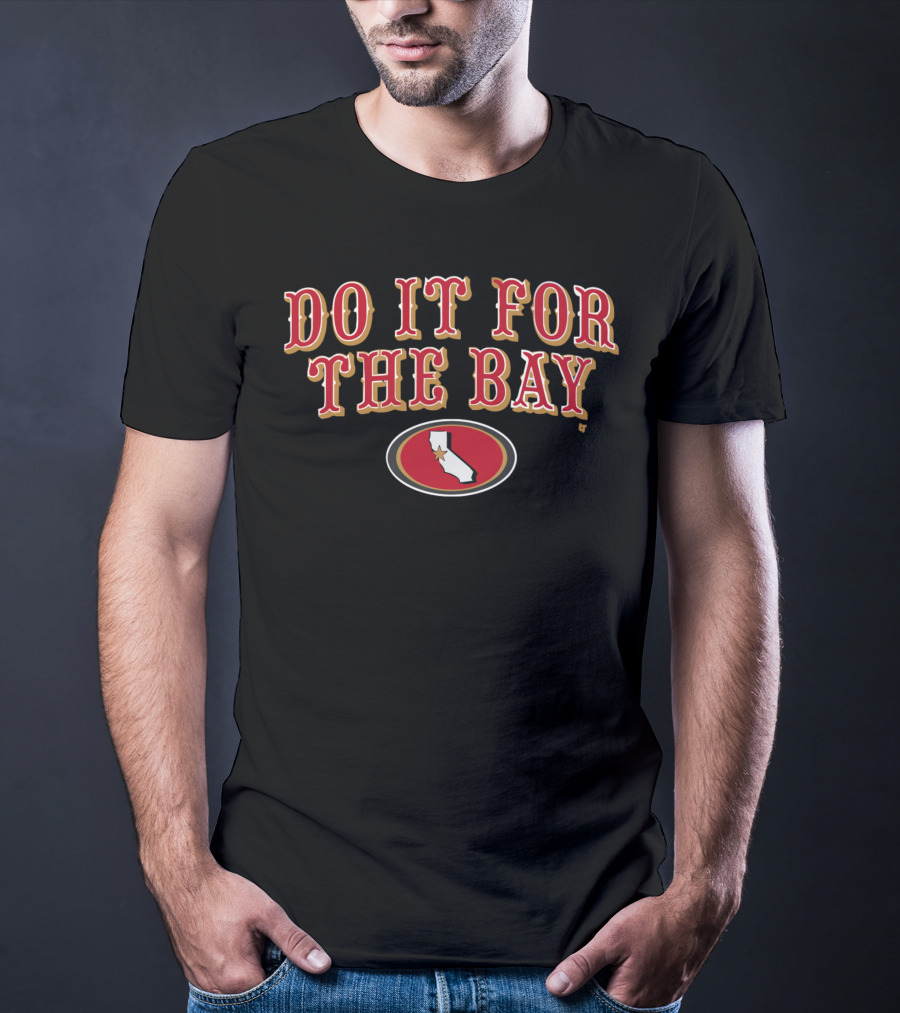 San Francisco Do It For The Bay Football California Map Oval Red And Gold T-Shirt