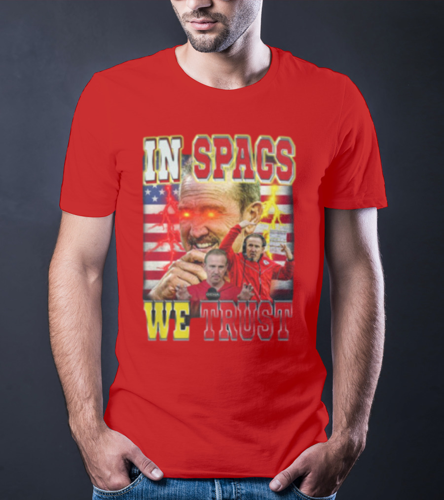 In Spags We Trust Chiefs USA Flag Football Coach Red Eyed T-Shirt