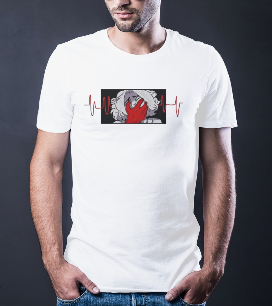 Area Unknown Guqqie New Anime Character With Red Hand And Heartbeat Line T-Shirt