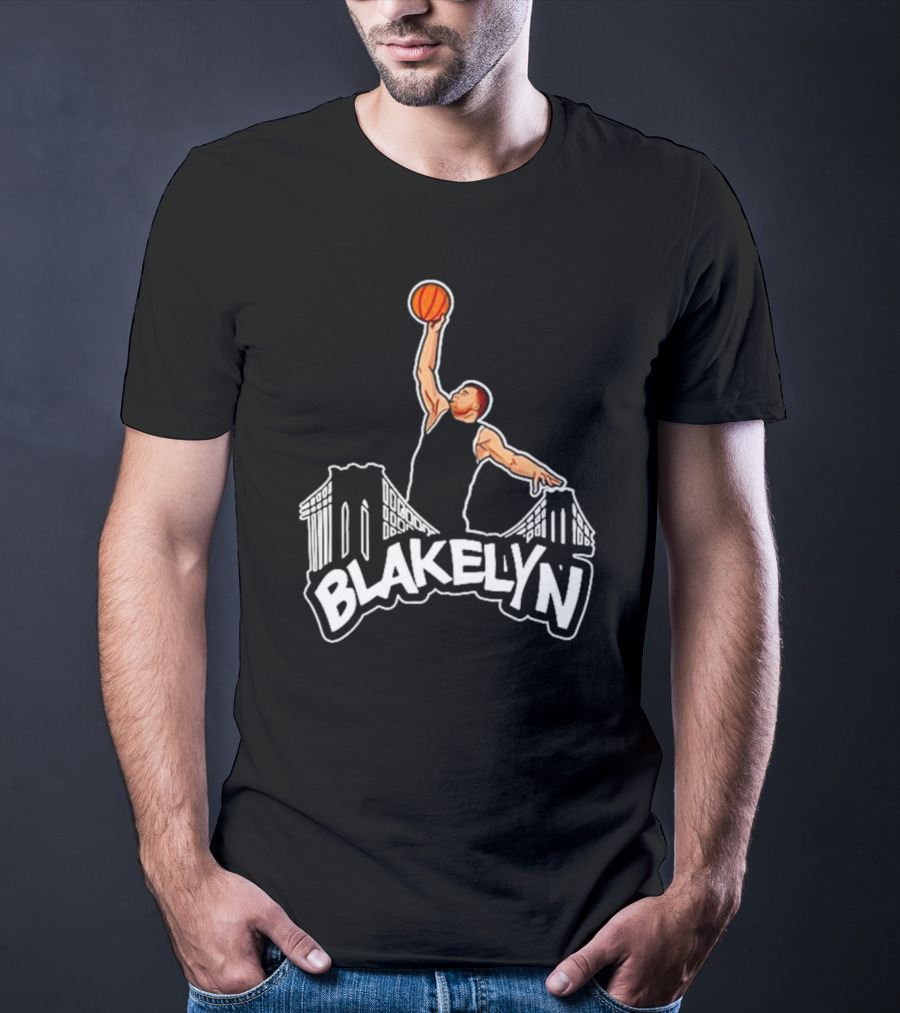 Blakelyn Basketball Dunk Over Bridge Skyline T-Shirt