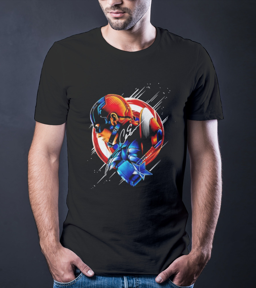 Captain America Profile With Shield Signature T-Shirt