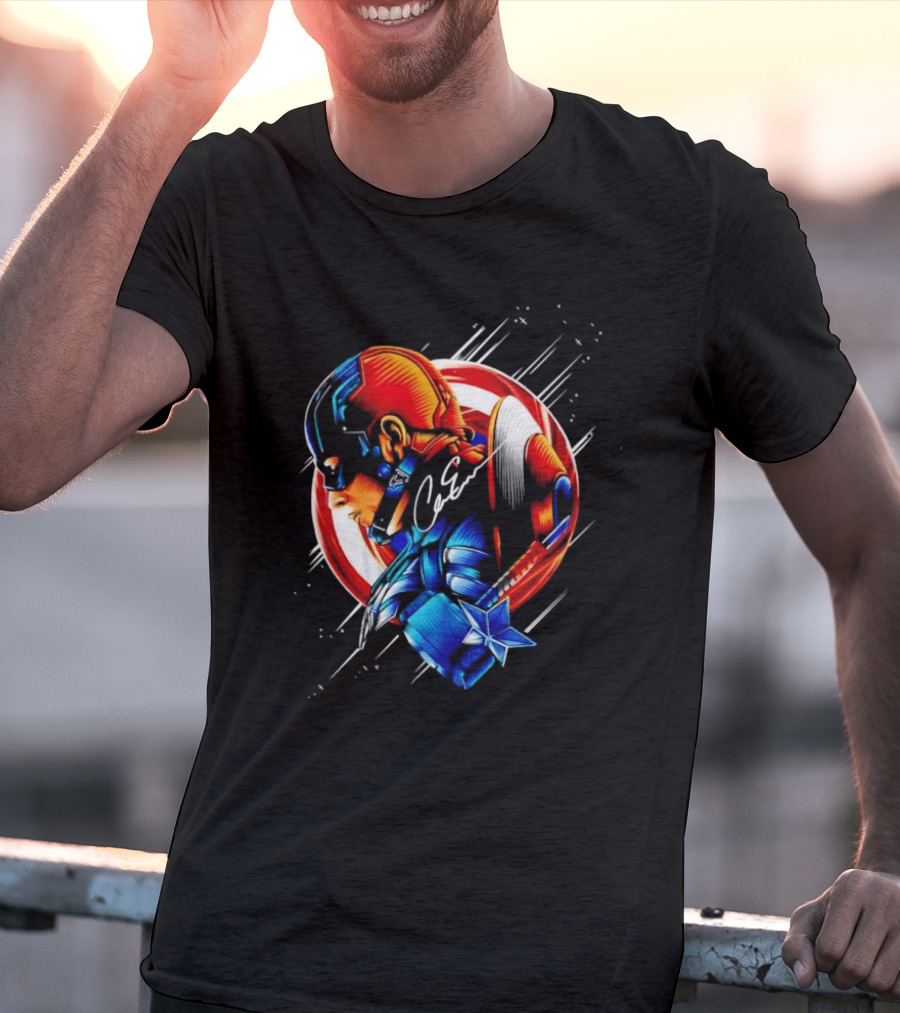 Captain America Profile With Shield Signature T-Shirt