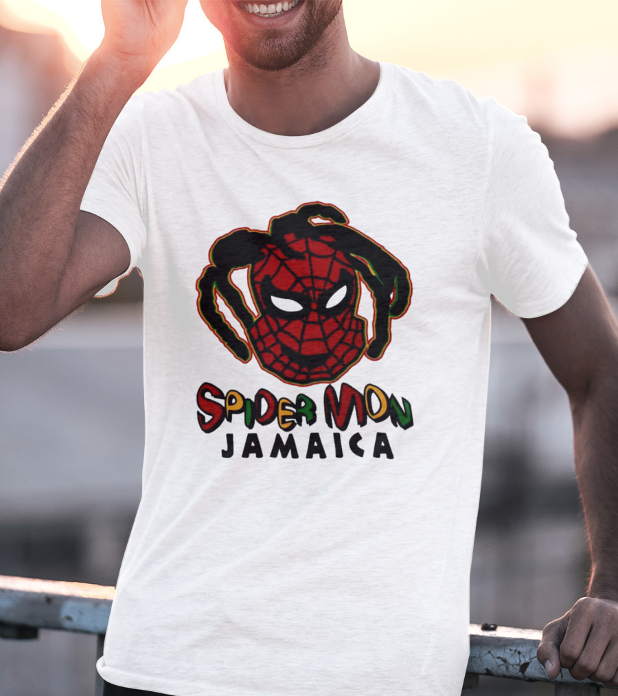 Spider Mon Jamaica Rasta Colors Face T-Shirt