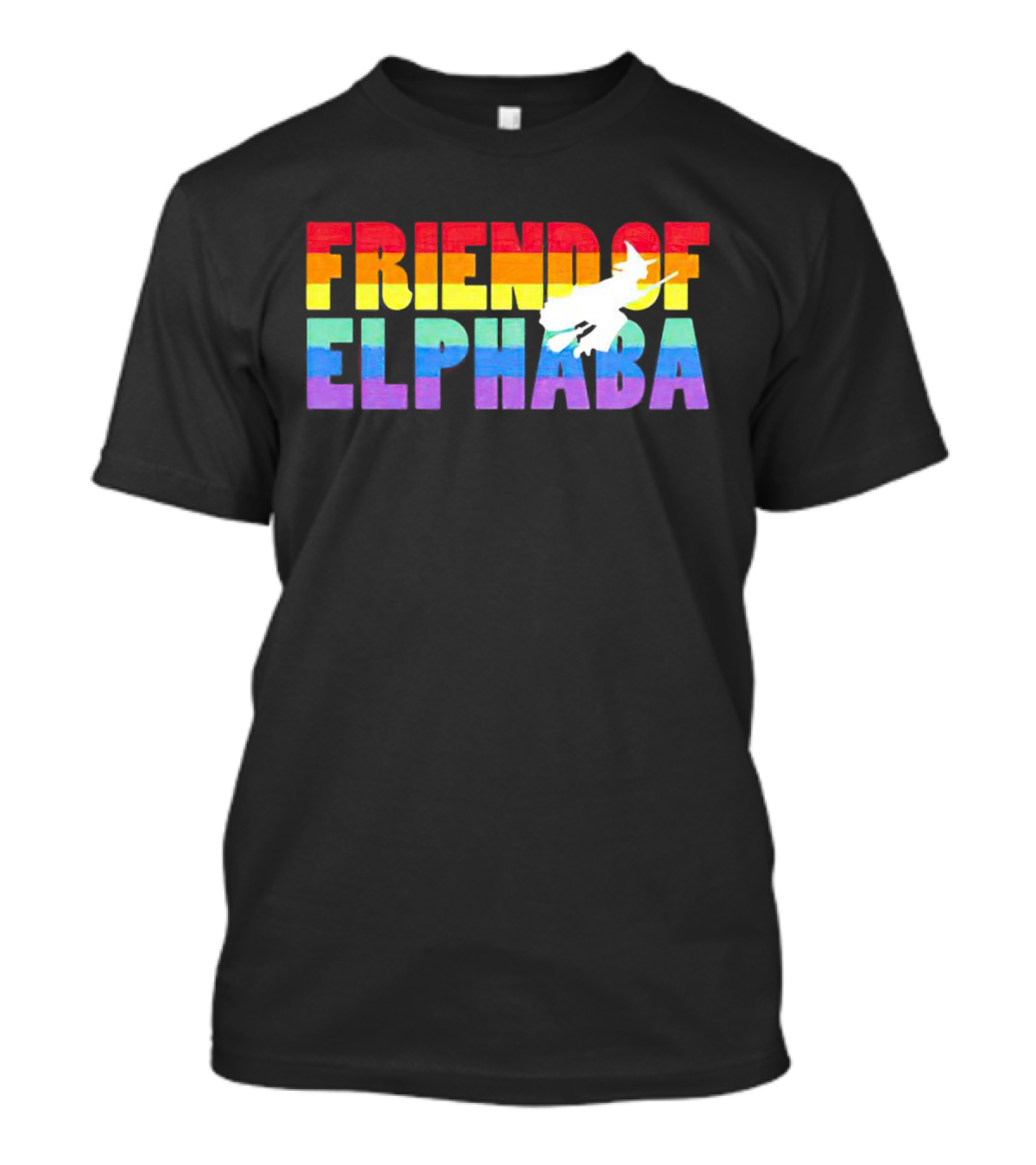Friend Of Elphaba Pride Rainbow Flying Witch T-Shirt