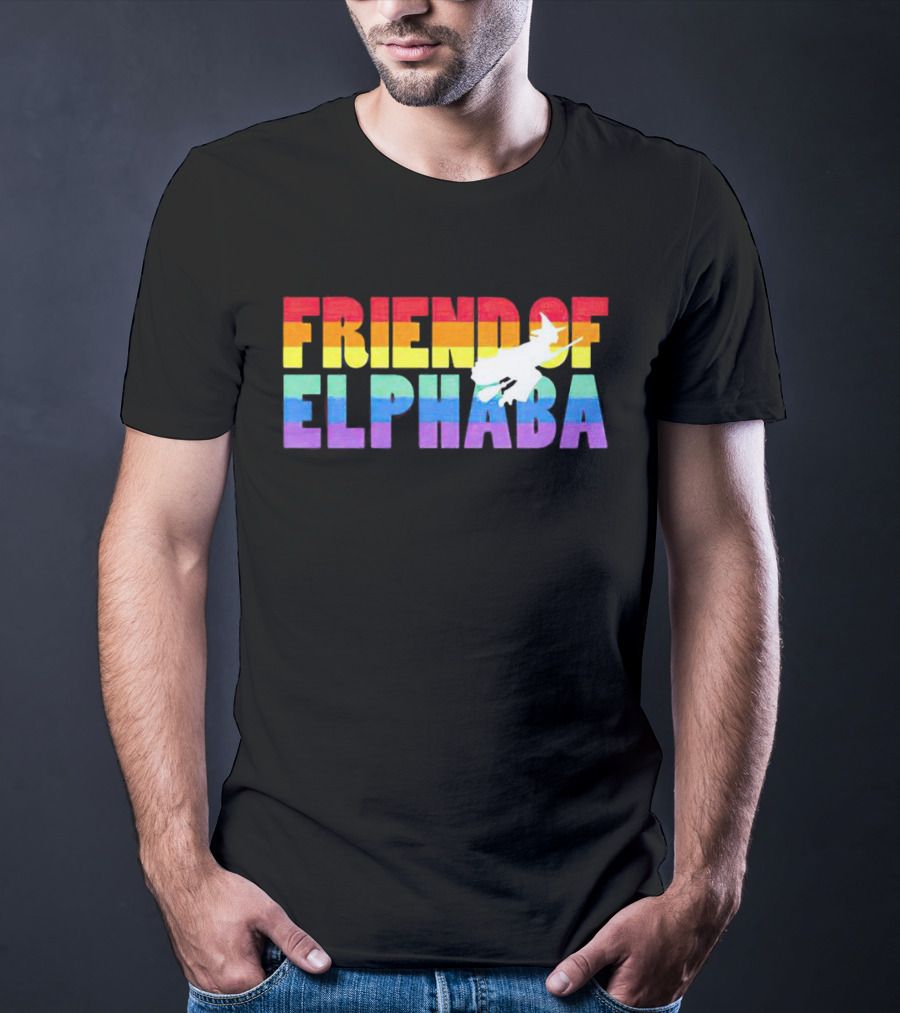 Friend Of Elphaba Pride Rainbow Flying Witch T-Shirt