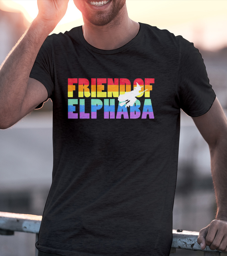 Friend Of Elphaba Pride Rainbow Flying Witch T-Shirt