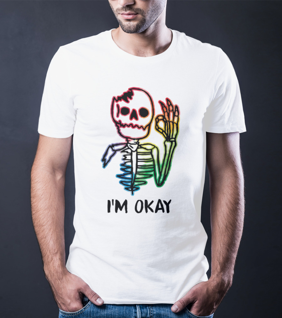 Skeleton Pride Gay Rainbow I'm Okay T-Shirt
