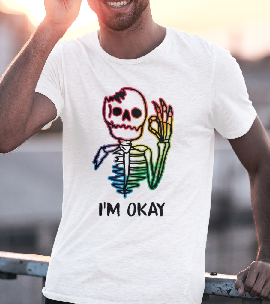 Skeleton Pride Gay Rainbow I'm Okay T-Shirt