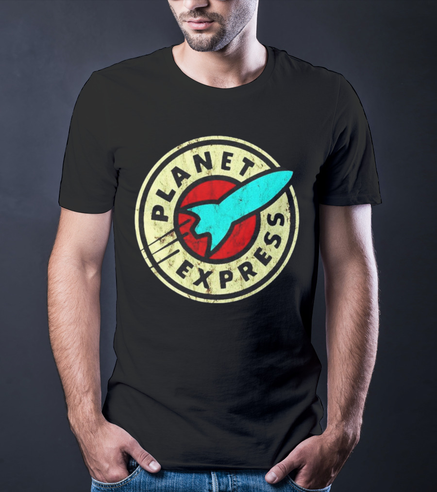 Futurama Retro Planet Express Vintage Rocket Emblem T-Shirt