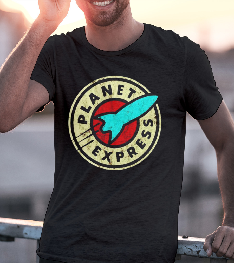 Futurama Retro Planet Express Vintage Rocket Emblem T-Shirt