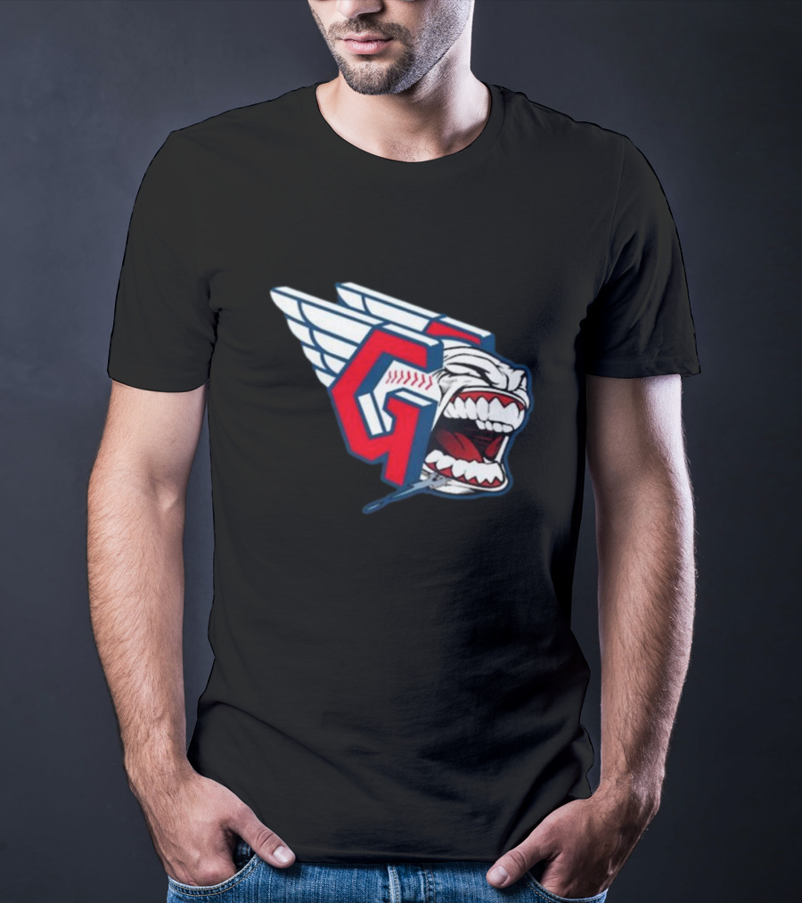 Cleveland Guardians Screaming G With Baseball Bat Wings T-Shirt