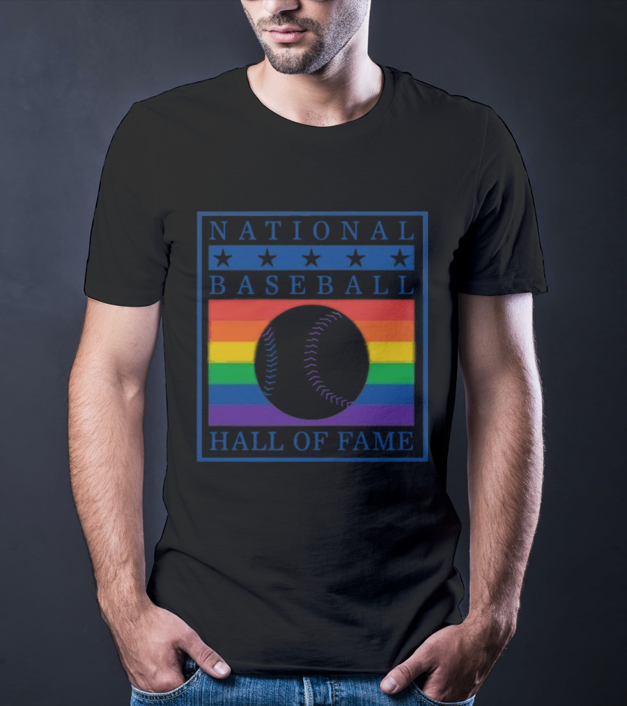 National Baseball Hall Of Fame Rainbow Pride Emblem T-Shirt