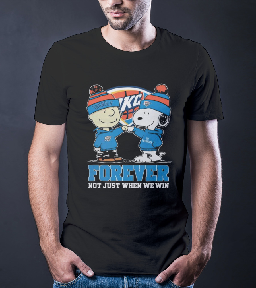 Snoopy Charlie Brown OKC Thunder Fist Bump Forever Not Just When We Win T-Shirt