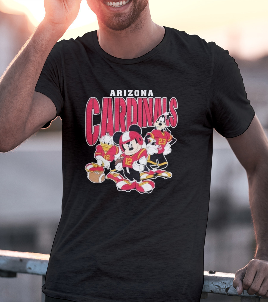 Arizona Cardinals Mickey Donald Duck Goofy Football Team T-Shirt