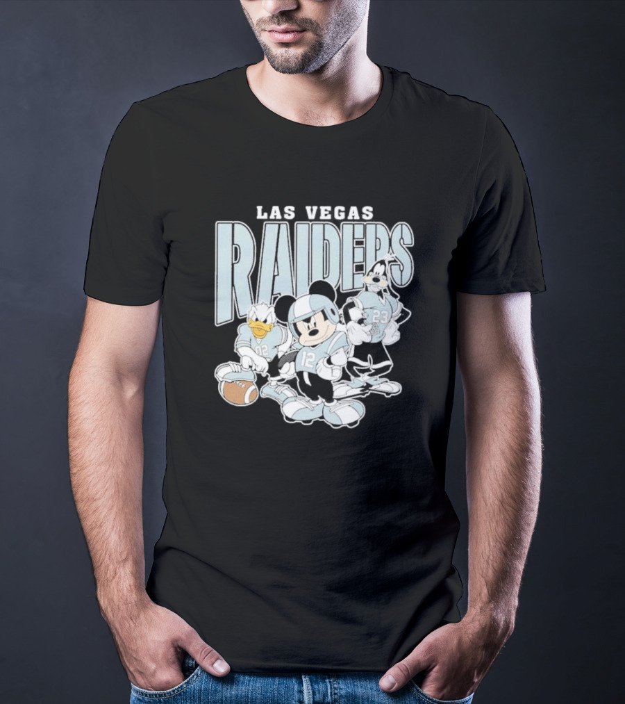 Las Vegas Raiders Mickey Mouse Donald Duck Goofy Football Team T-Shirt