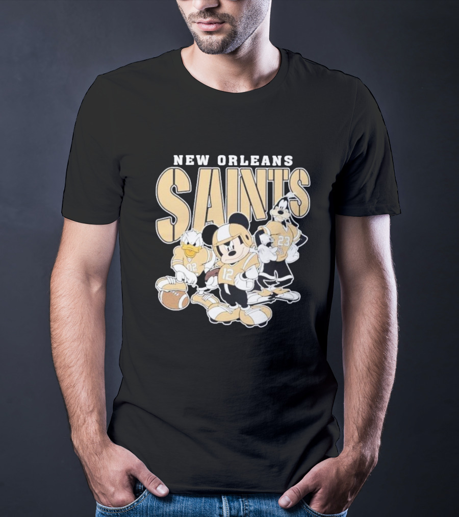 New Orleans Saints Mickey Donald Duck Goofy Football Team T-Shirt