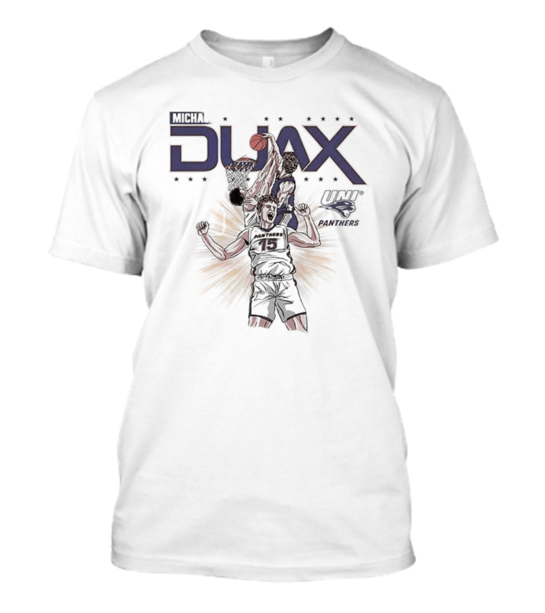 Northern Iowa Panthers Men's Basketball Michael Duax Dunking Action UNI Panthers T-Shirt