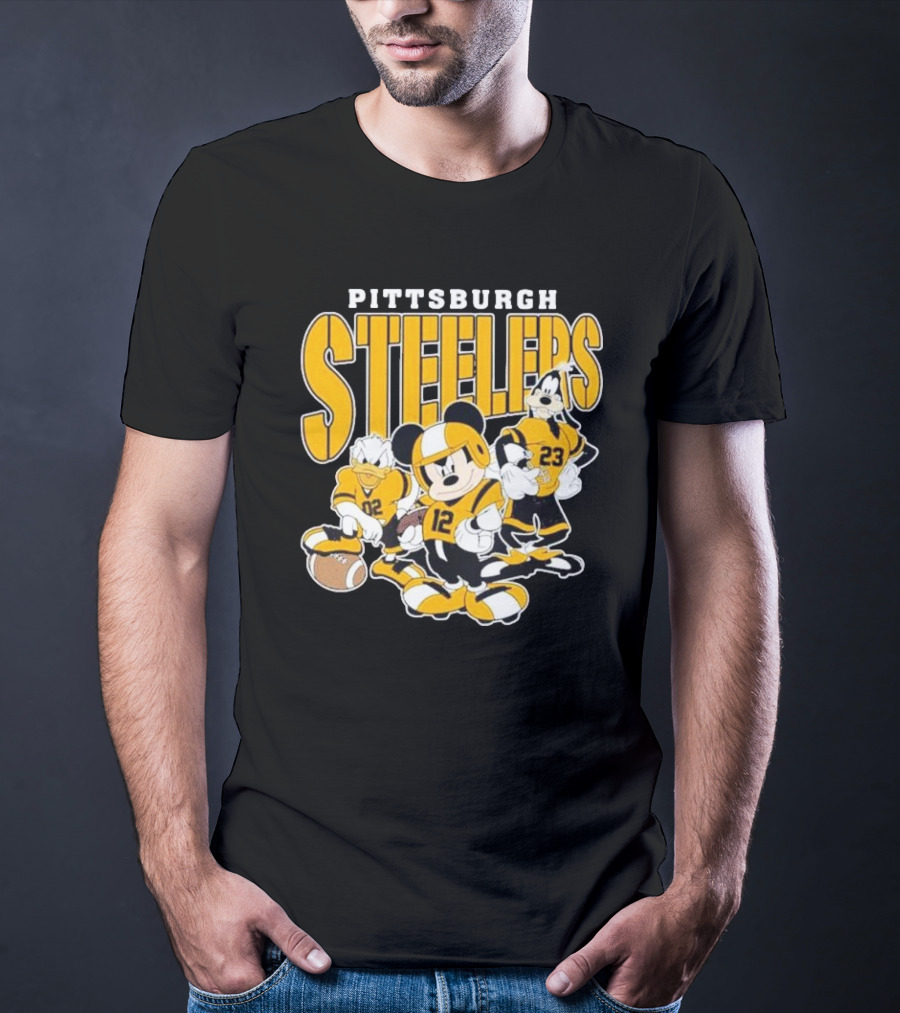 Pittsburgh Steelers Mickey Mouse Donald Duck Goofy Football Team T-Shirt