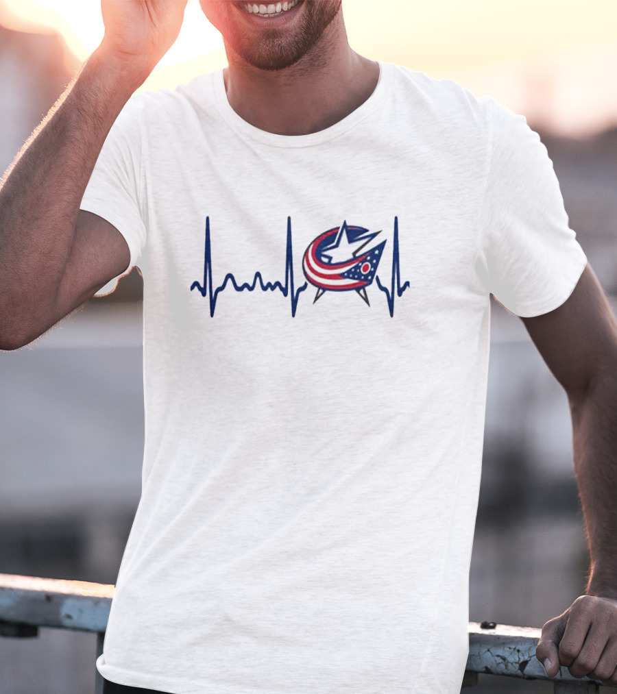 Columbus Blue Jackets Heartbeat Hockey T-Shirt