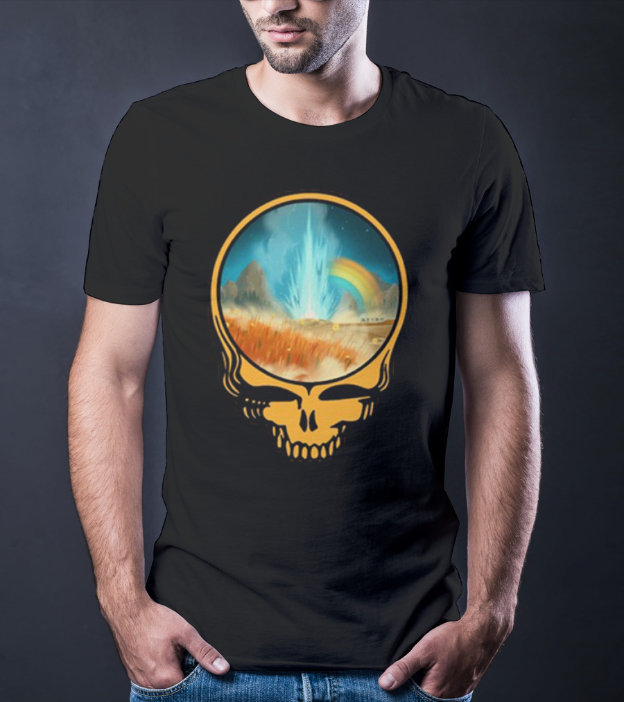 Grateful Dead Skull With Psychedelic Landscape And Rainbow T-Shirt