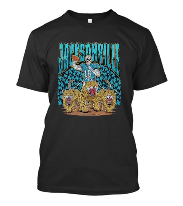 Jacksonville Jaguars Skeleton With Football And Three Jaguars Vintage T-Shirt