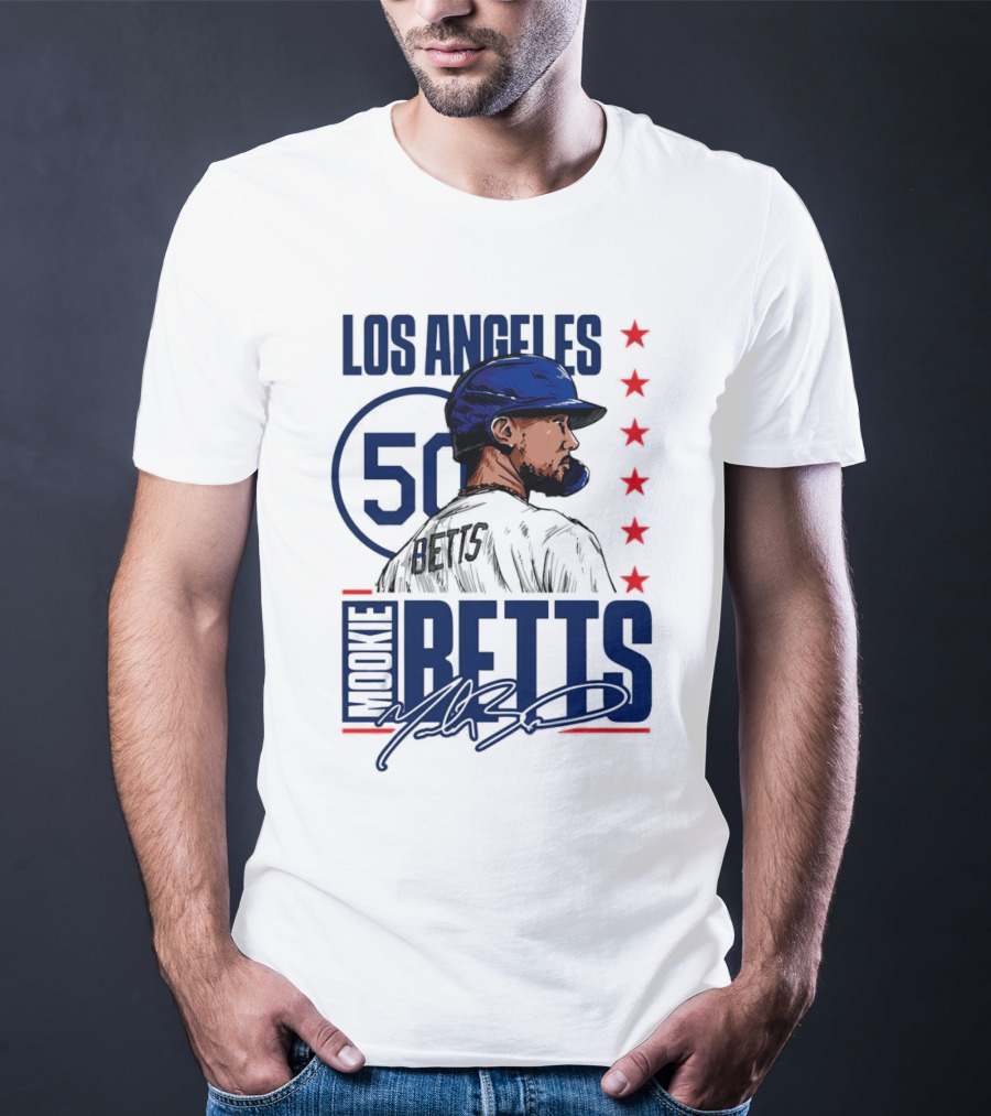 Mookie Betts 50 Los Angeles Dodgers Baseball Stars T-Shirt