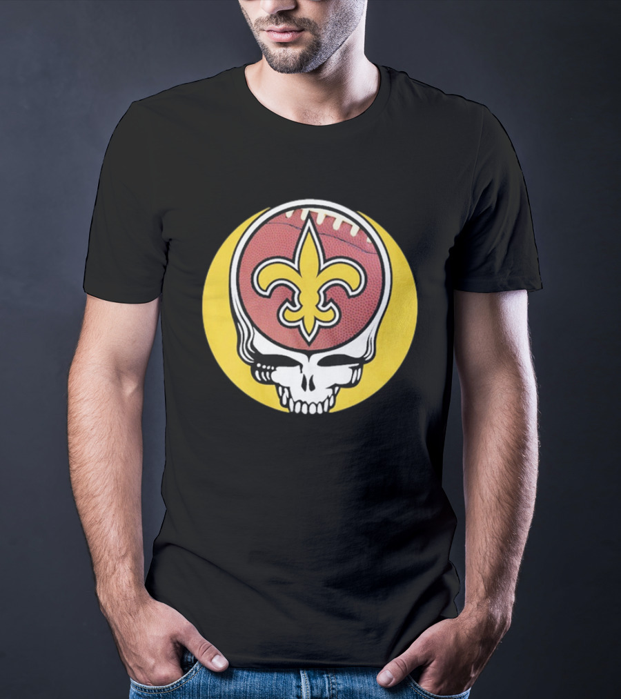 New Orleans Saints Grateful Dead Skull Logo Football T-Shirt