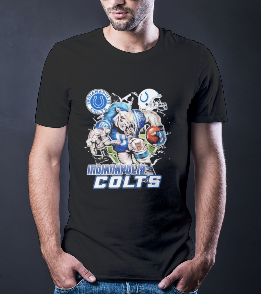 Indianapolis Colts Mascot Breaking Through Wall Vintage T-Shirt