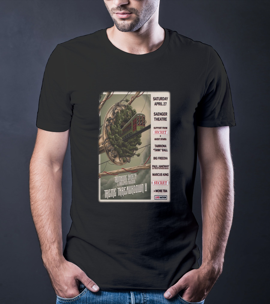 Trombone Shorty And Orleans Avenue Treme Threauxdown 8 Saenger Theatre April 27 With Tarriona Tank Ball And Big Freedia T-Shirt