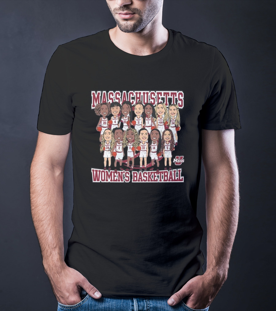 Massachusetts UMass Women's Basketball Team Caricature T-Shirt