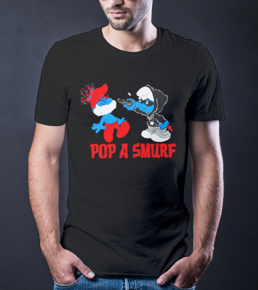 Pop A Smurf Gangster Smurf With Spray Can Urban T-Shirt