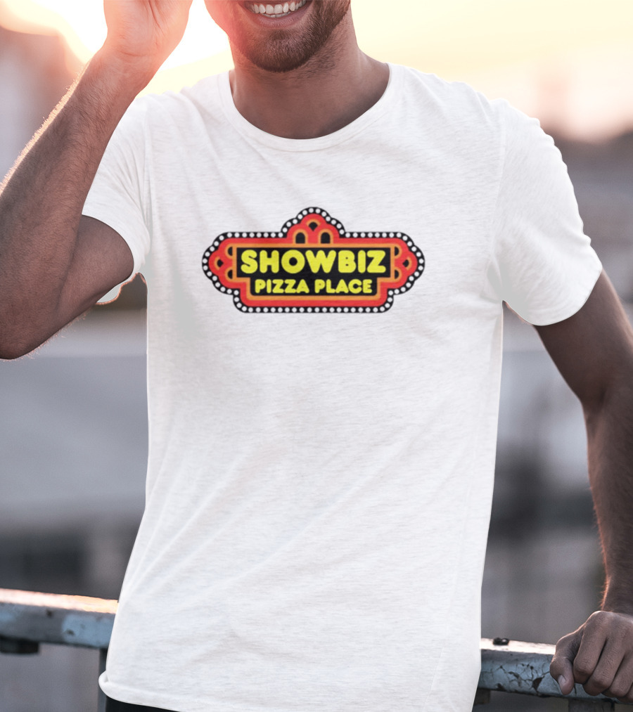 Showbiz Pizza Place Retro Neon Sign T-Shirt