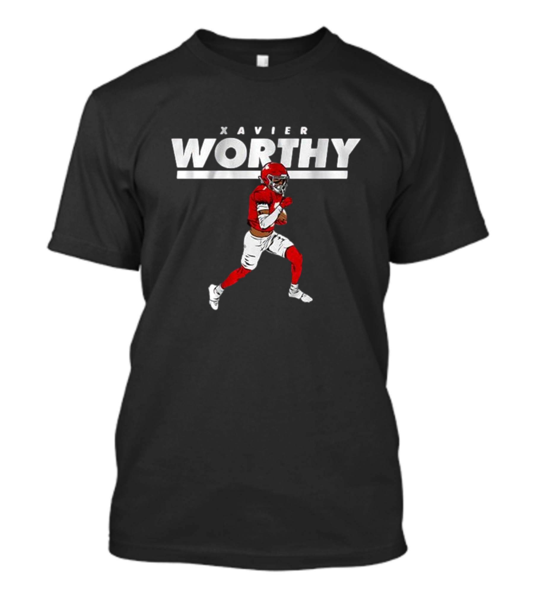 Xavier Worthy Football Illustration We’re Not Worthy T-Shirt