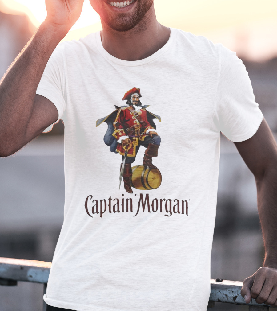Captain Morgan Rum Pirate Standing On Barrel T-Shirt