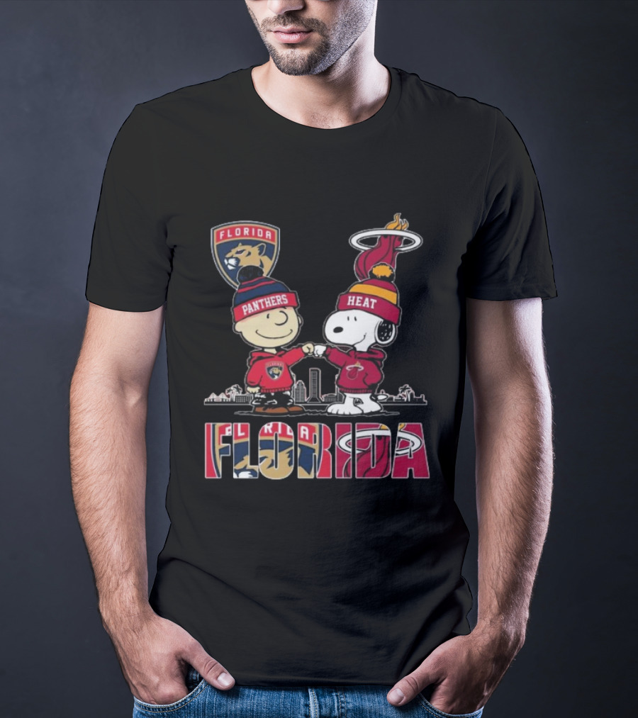 Florida Panthers Miami Heat Charlie Brown Snoopy Proud Florida T-Shirt