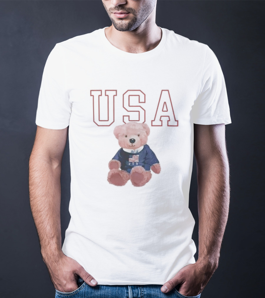 USA Patriotic Bear Plush With American Flag T-Shirt