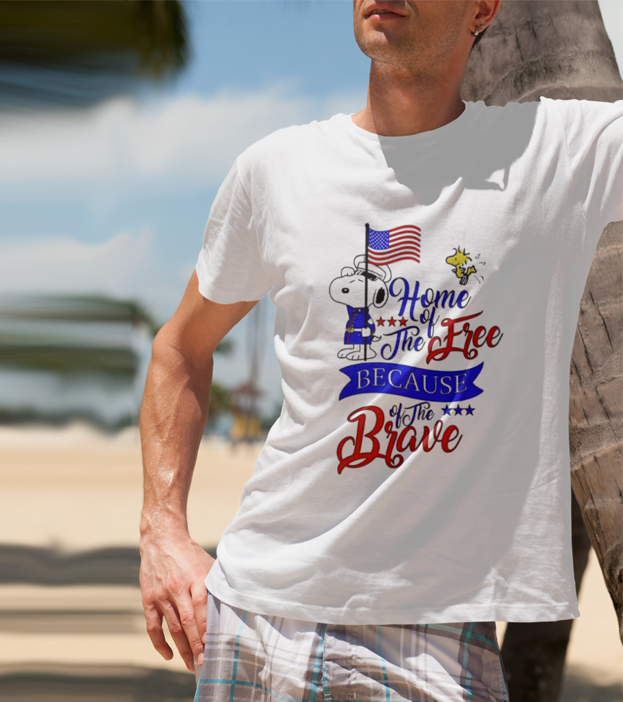 Snoopy Home Of The Free Because Of The Brave Independence Day T-Shirt