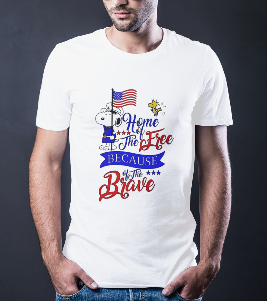 Snoopy Home Of The Free Because Of The Brave Independence Day T-Shirt