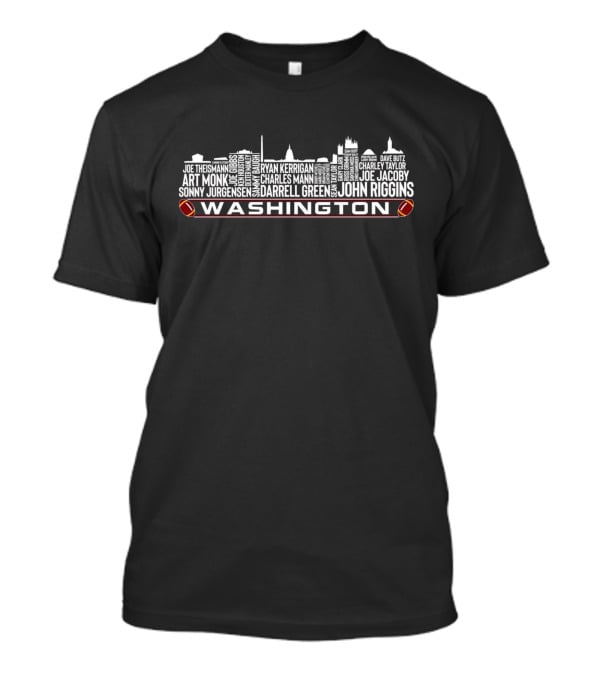 Washington Commanders Football All Time Legends City Skyline Names T-Shirt