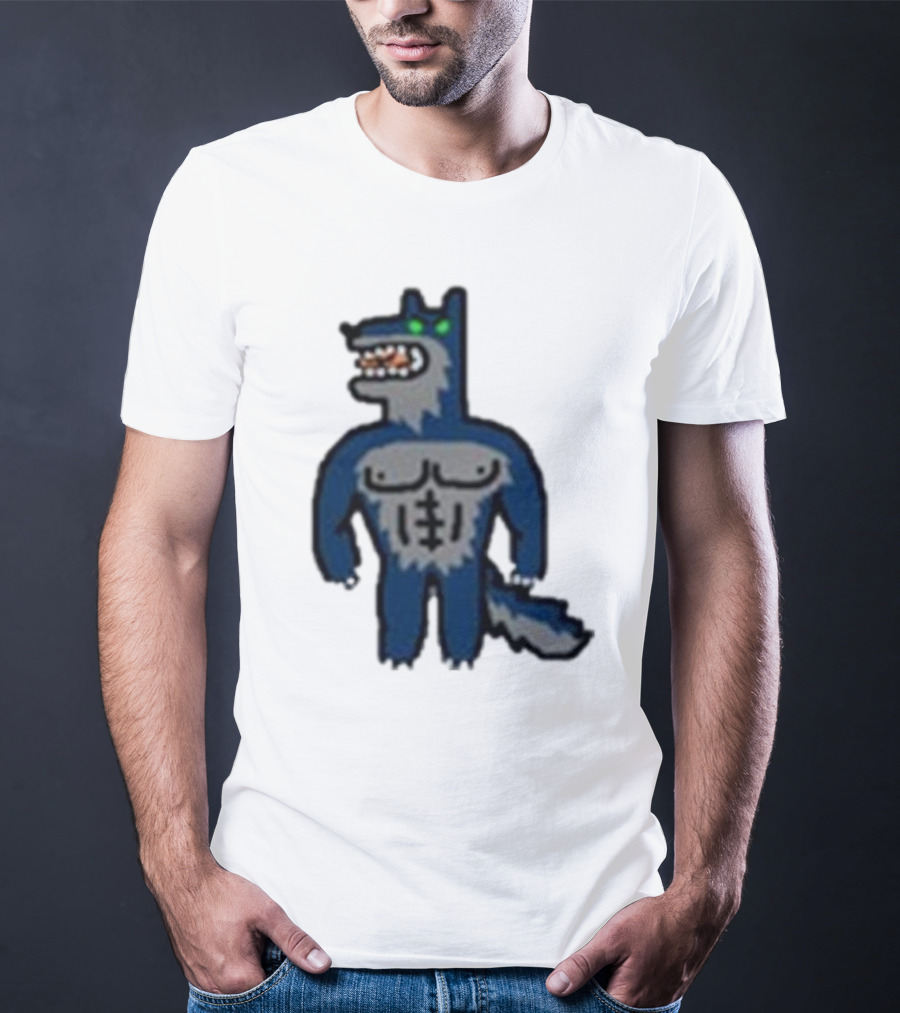 Timberwolves Buff Wolf Strong Muscular Cartoon Character T-Shirt