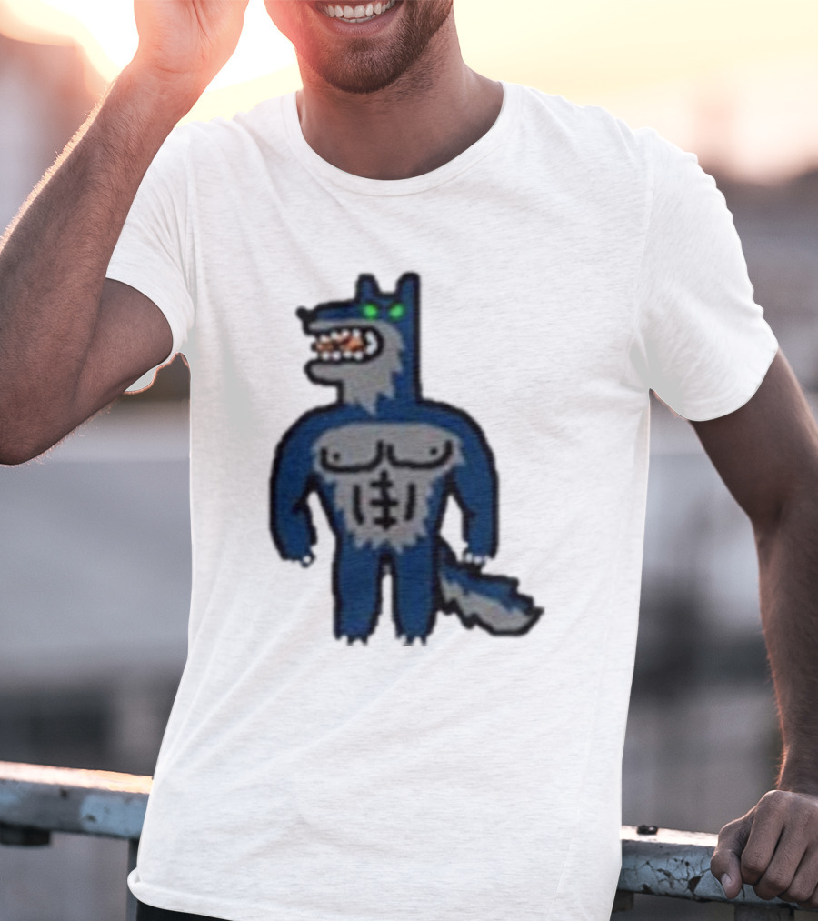 Timberwolves Buff Wolf Strong Muscular Cartoon Character T-Shirt